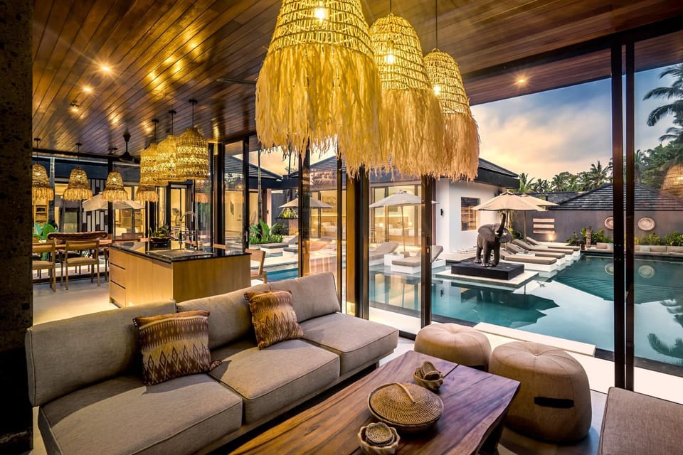 Living room, Seating area, Pool view, Swimming pool