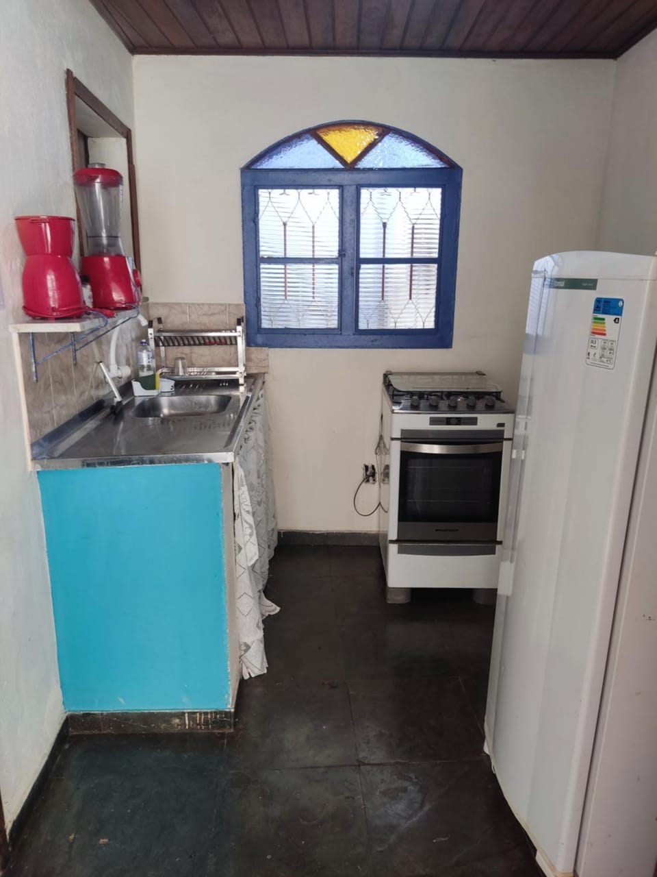 Kitchen or kitchenette, stove