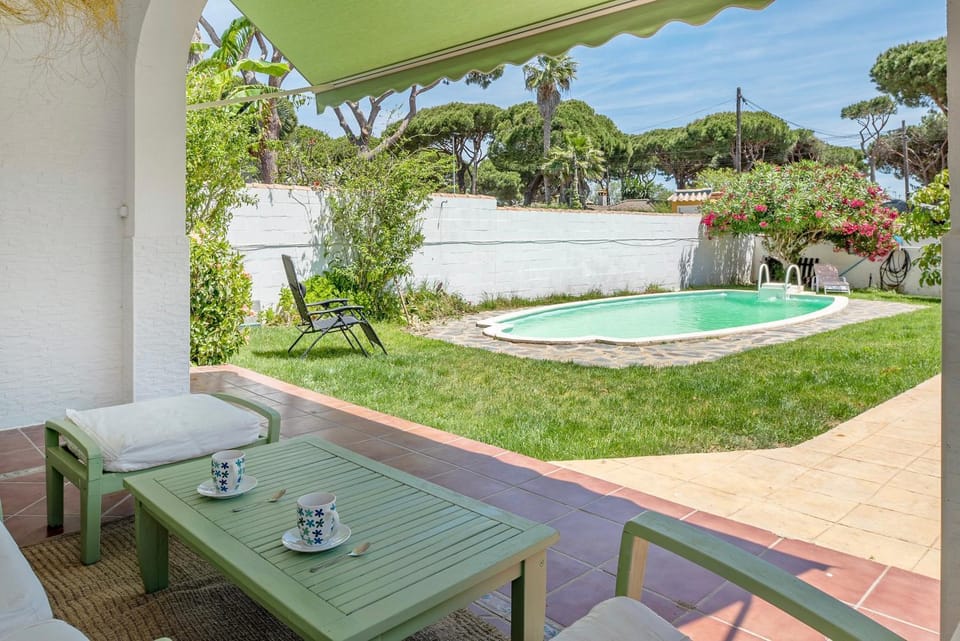 Property building, Living room, Swimming pool