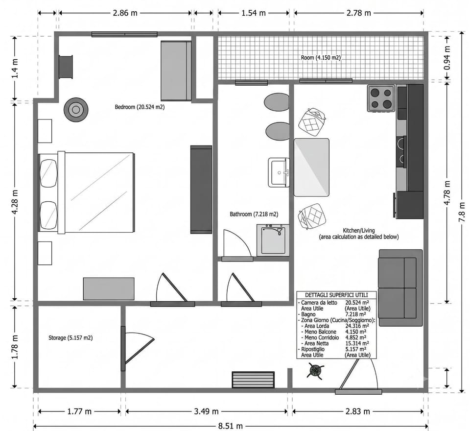 Bathroom, Living room, Bedroom