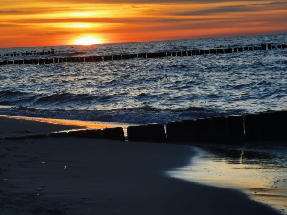 Beach, Sea view, Sunset