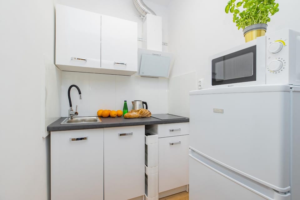 Kitchen or kitchenette, minibar, stove