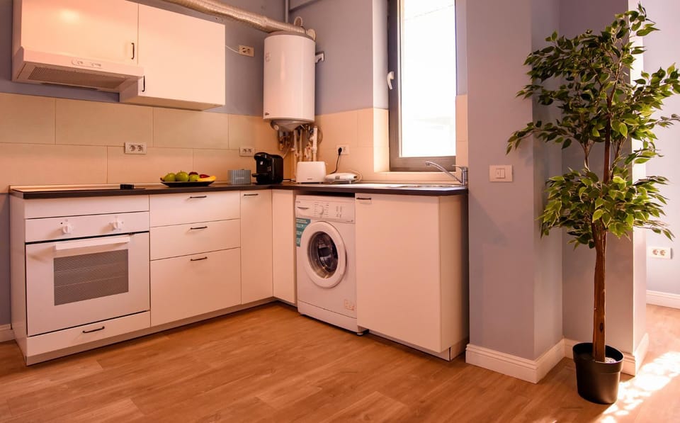 Kitchen or kitchenette, pet friendly, stove, washing machine