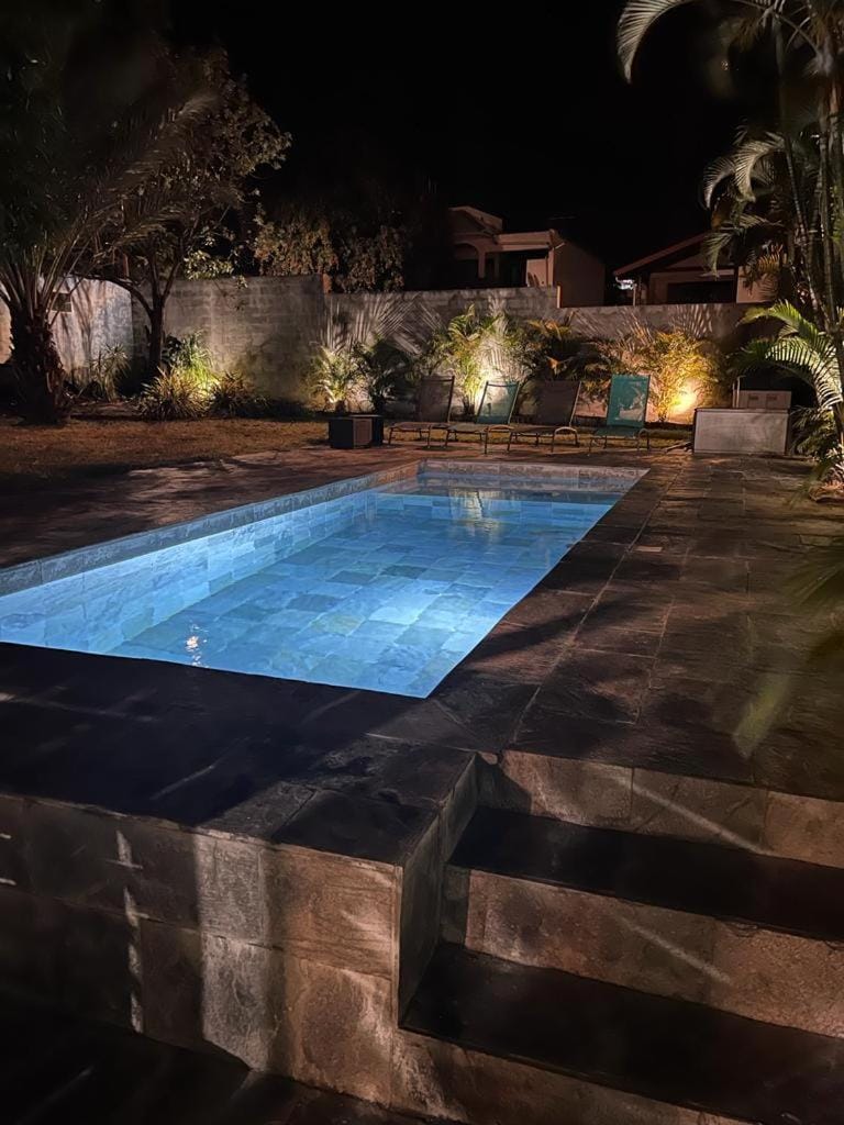 Night, Pool view, Swimming pool, Swimming pool