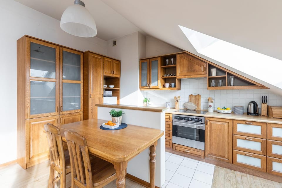 Kitchen or kitchenette, stove