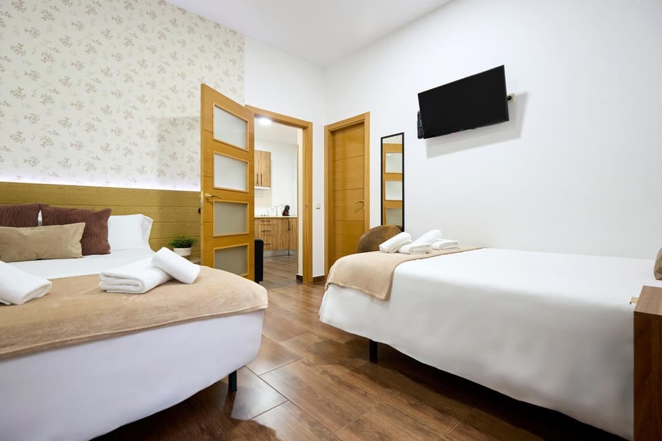 Bed, TV and multimedia, Photo of the whole room, Bedroom, towels, air conditioner