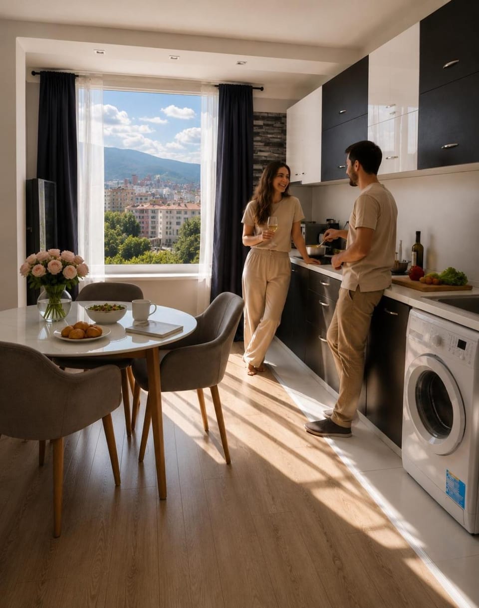 Rose apt South Park - Free Public Parking, Mountain View, self check-in, near metro, stores, family-friendly Apartment in Sofia