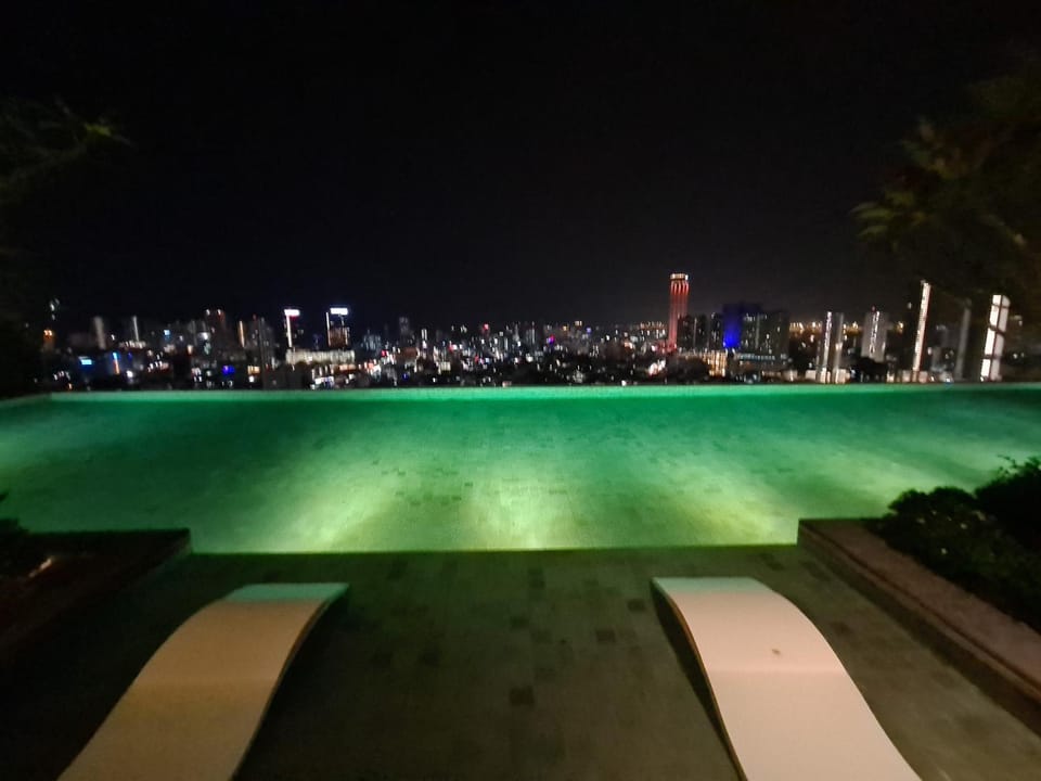 Night, City view, Pool view, Swimming pool, Swimming pool