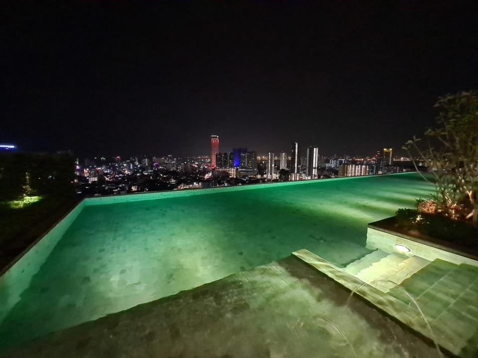 Night, City view, Pool view, Swimming pool, Swimming pool