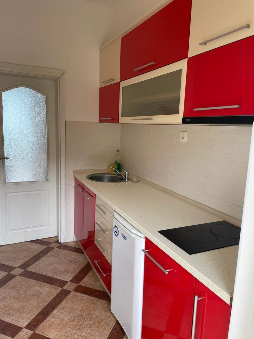 Kitchen or kitchenette, stove