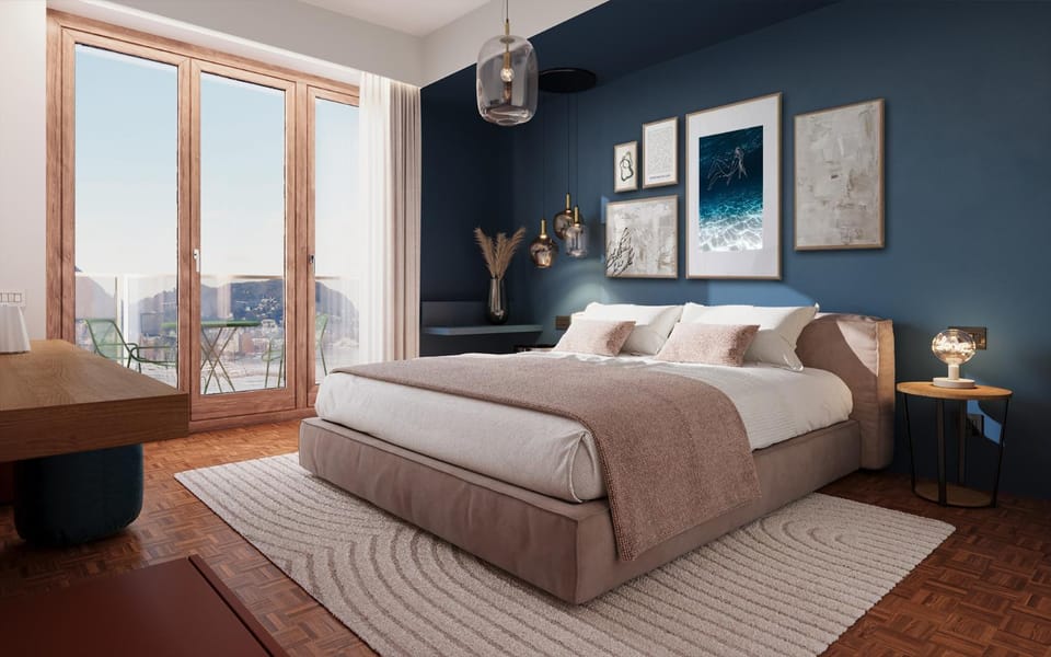 Bed, Photo of the whole room, Bedroom, air conditioner