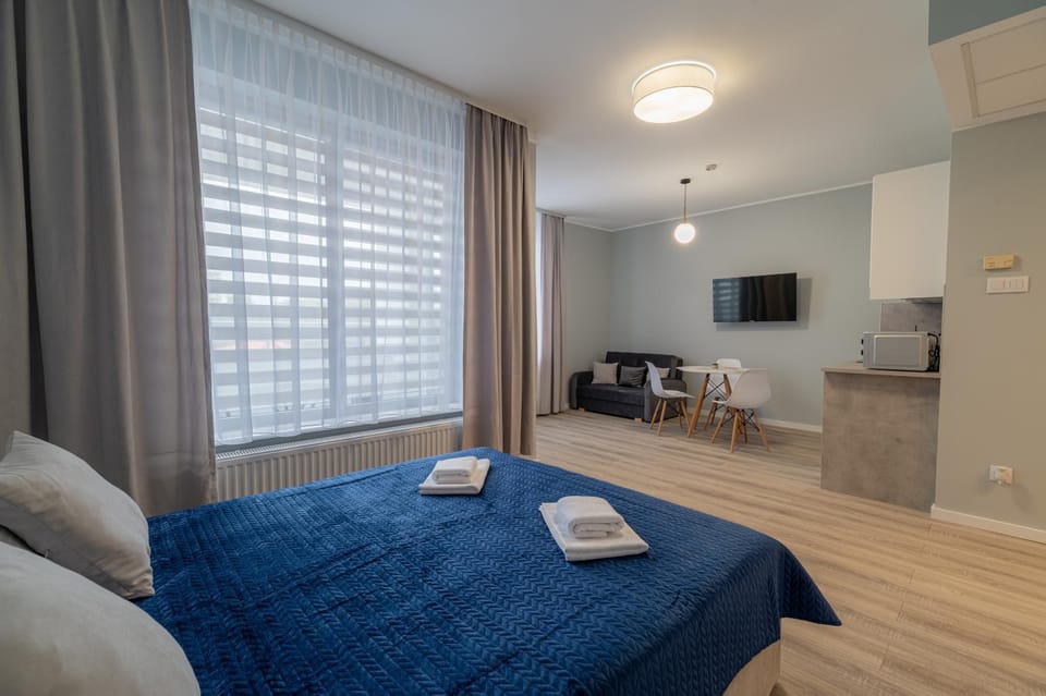 Bed, TV and multimedia, Kitchen or kitchenette, Photo of the whole room, Seating area