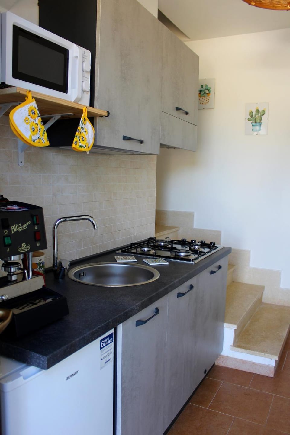 Kitchen or kitchenette, minibar, stove