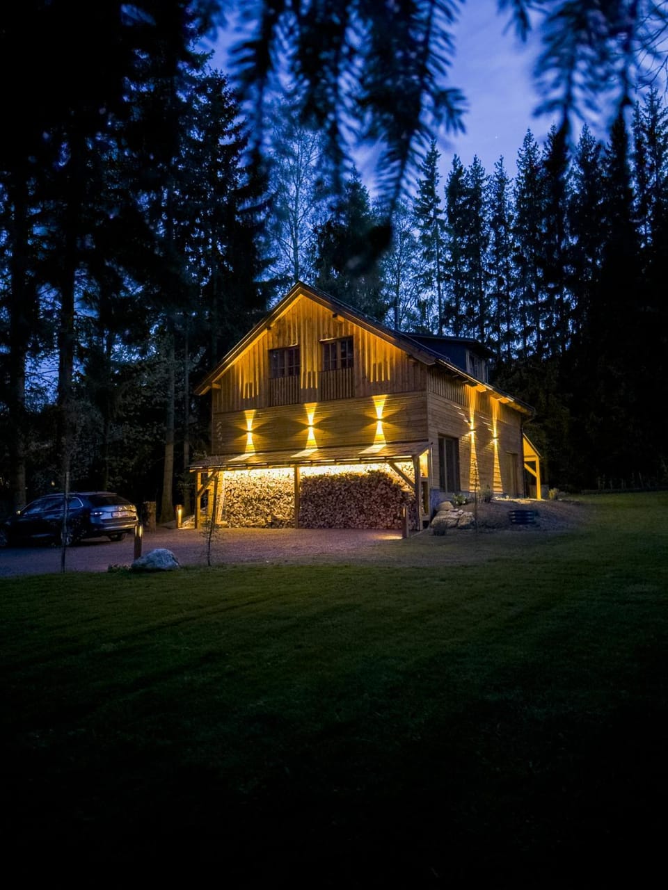 Property building, Night, Summer