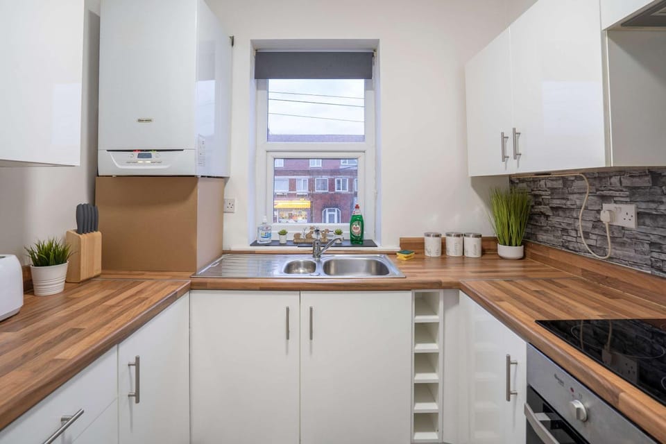 Kitchen or kitchenette, oven, stove