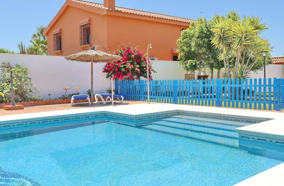 Swimming pool, sunbed