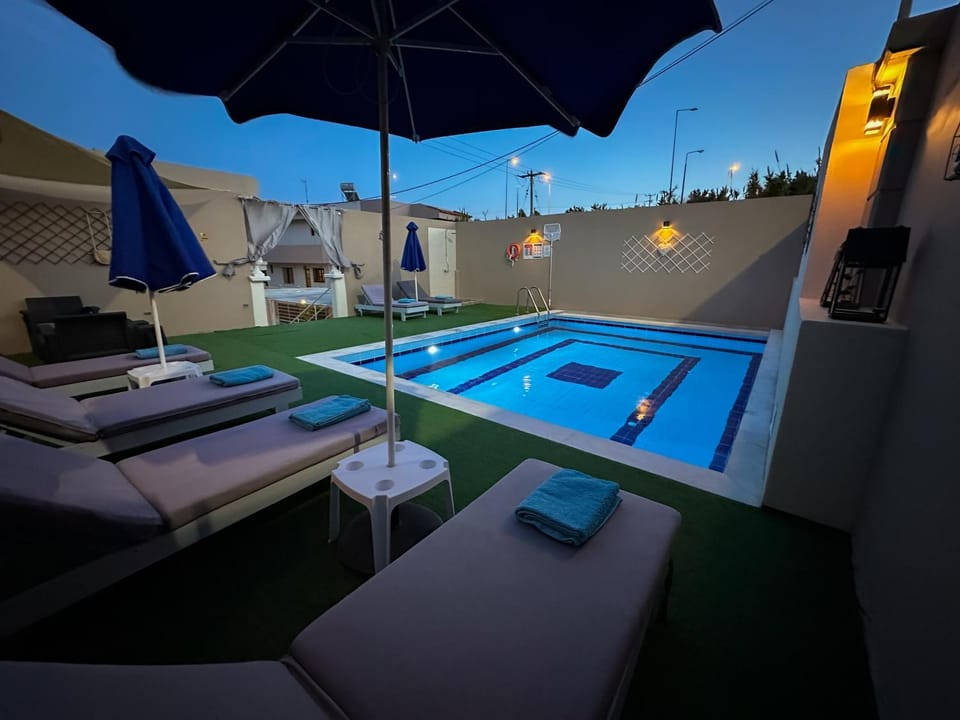 Night, Pool view, Swimming pool