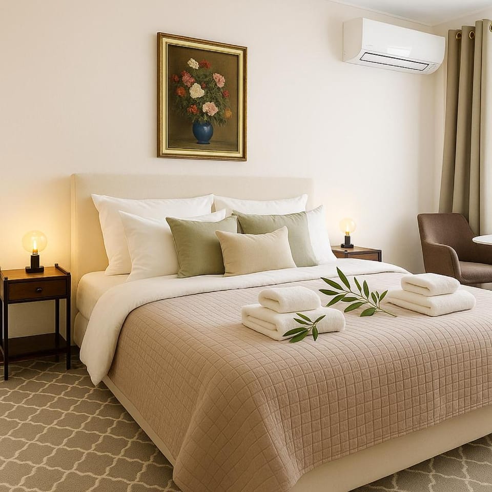 Bed, Photo of the whole room, Decorative detail, air conditioner