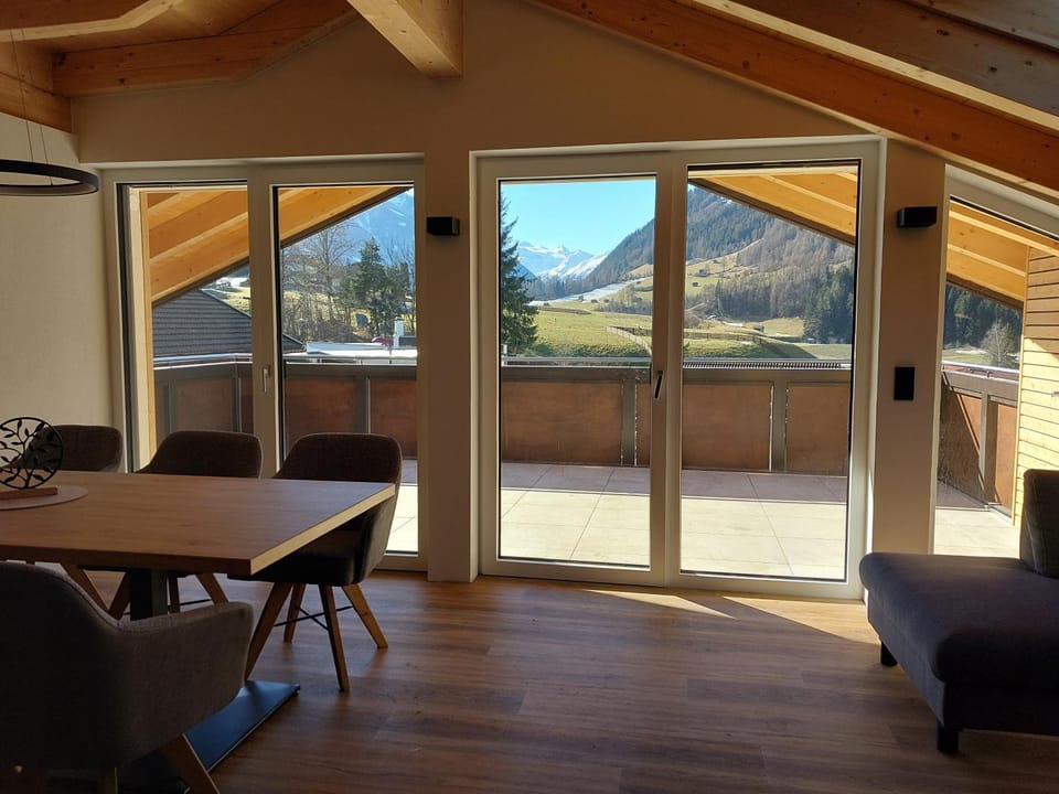 Natural landscape, Living room, Dining area, Mountain view