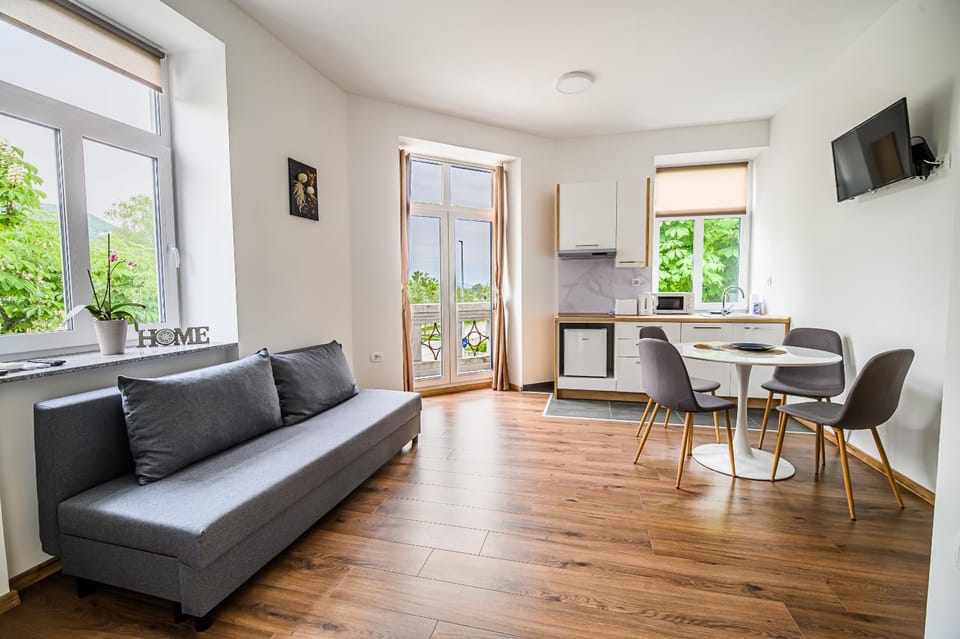 TV and multimedia, Kitchen or kitchenette, Living room, Seating area, Dining area