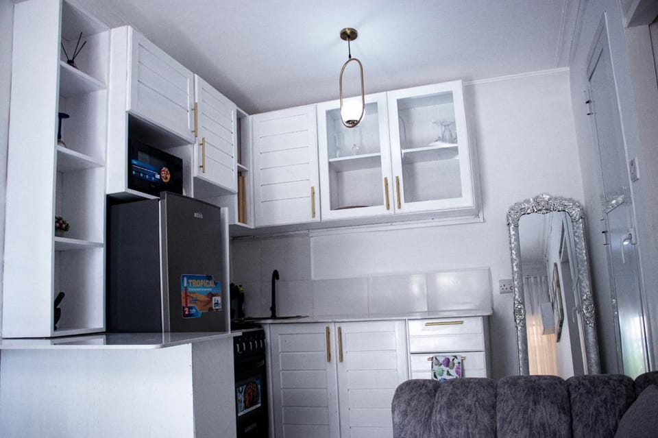 Kitchen or kitchenette, oven