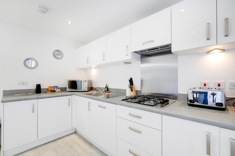 Kitchen or kitchenette, minibar, stove, toaster