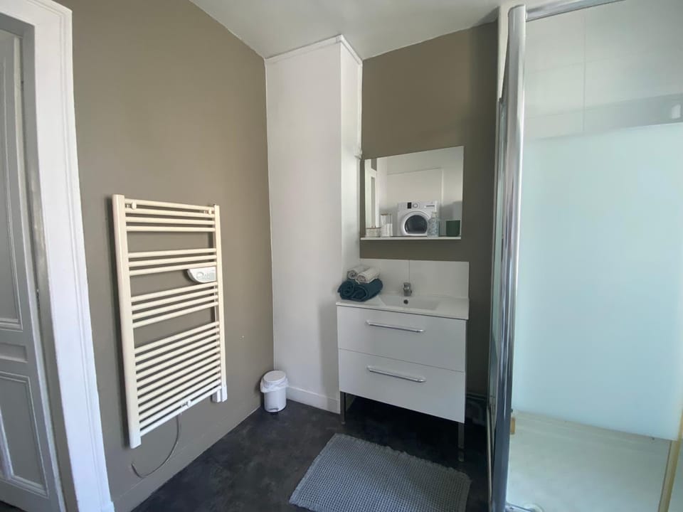 Shower, Toilet, Bathroom, Beach, On site, towels, washing machine