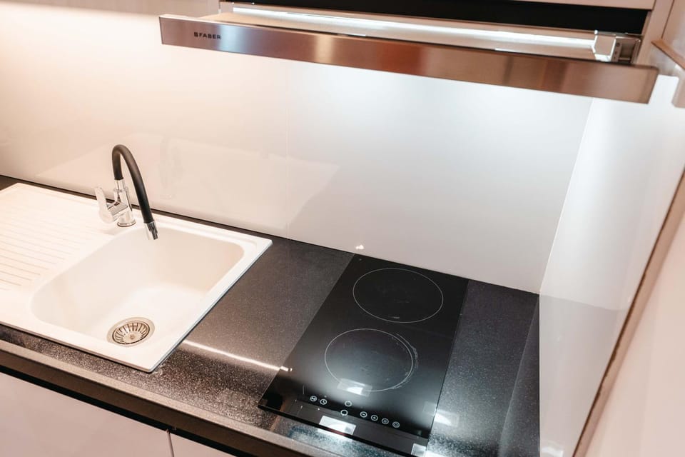 Kitchen or kitchenette, stove