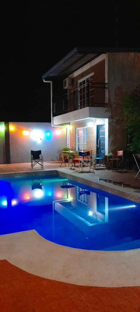 Night, Pool view, Swimming pool
