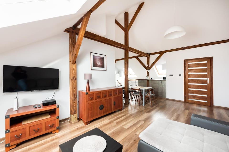 Bed, TV and multimedia, Kitchen or kitchenette, Living room, Photo of the whole room, Seating area, Dining area, Evening entertainment