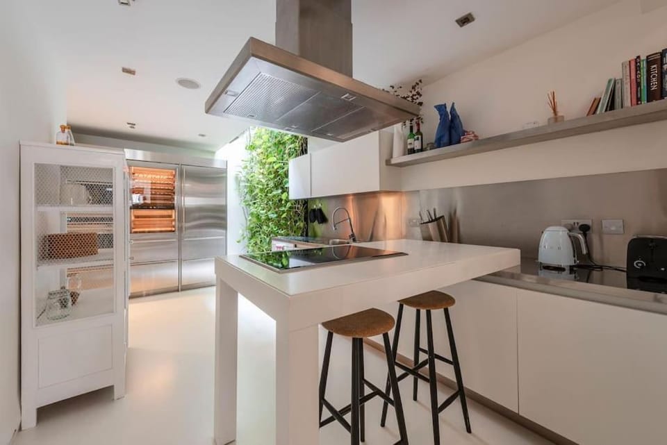 Kitchen or kitchenette, stove