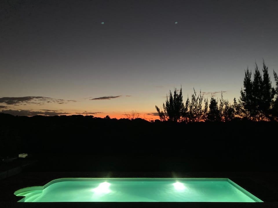 Natural landscape, Pool view, Swimming pool, Sunset