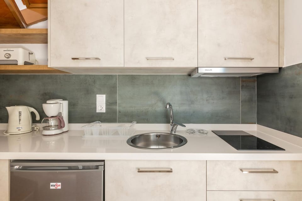 Kitchen or kitchenette, stove, kitchen