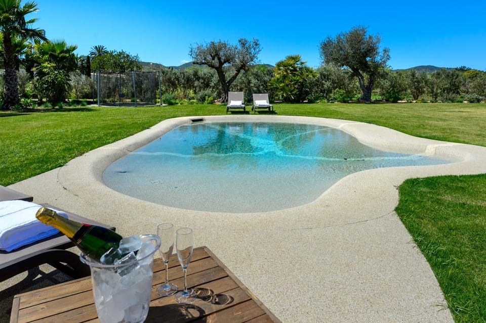 Day, Natural landscape, Garden, Garden view, Pool view, Swimming pool, sunbed