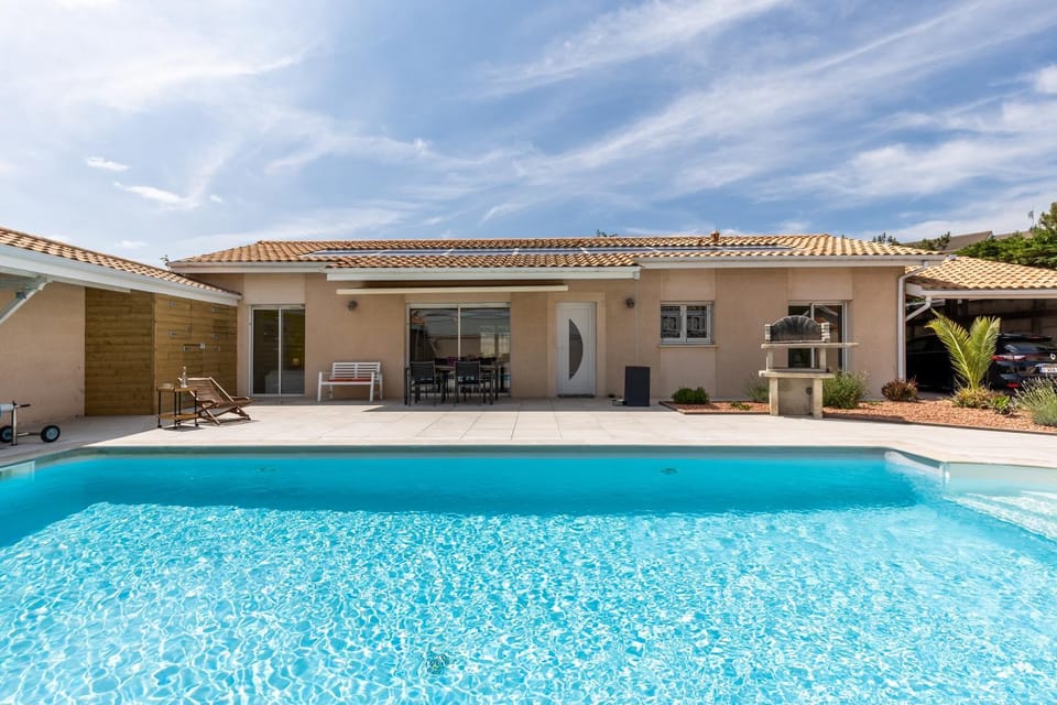 Property building, Living room, Swimming pool