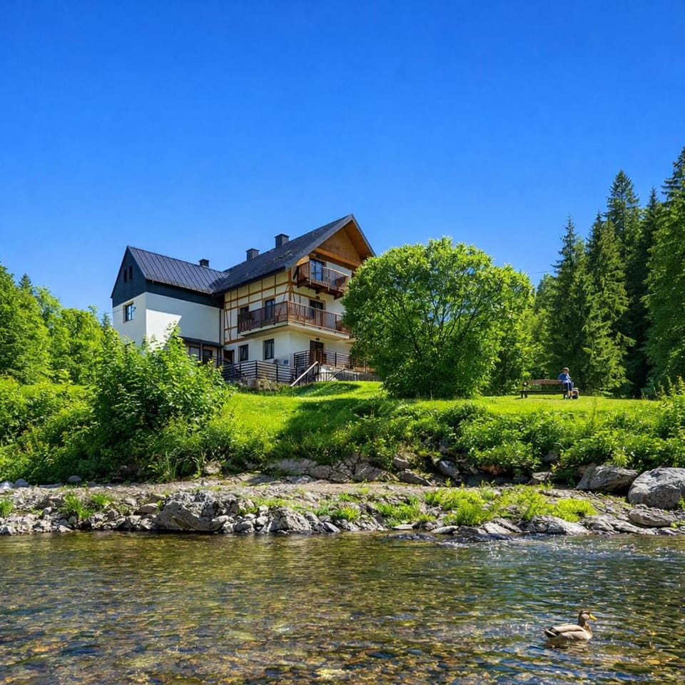 Property building, Spring, Day, Natural landscape, Summer, Mountain view, River view