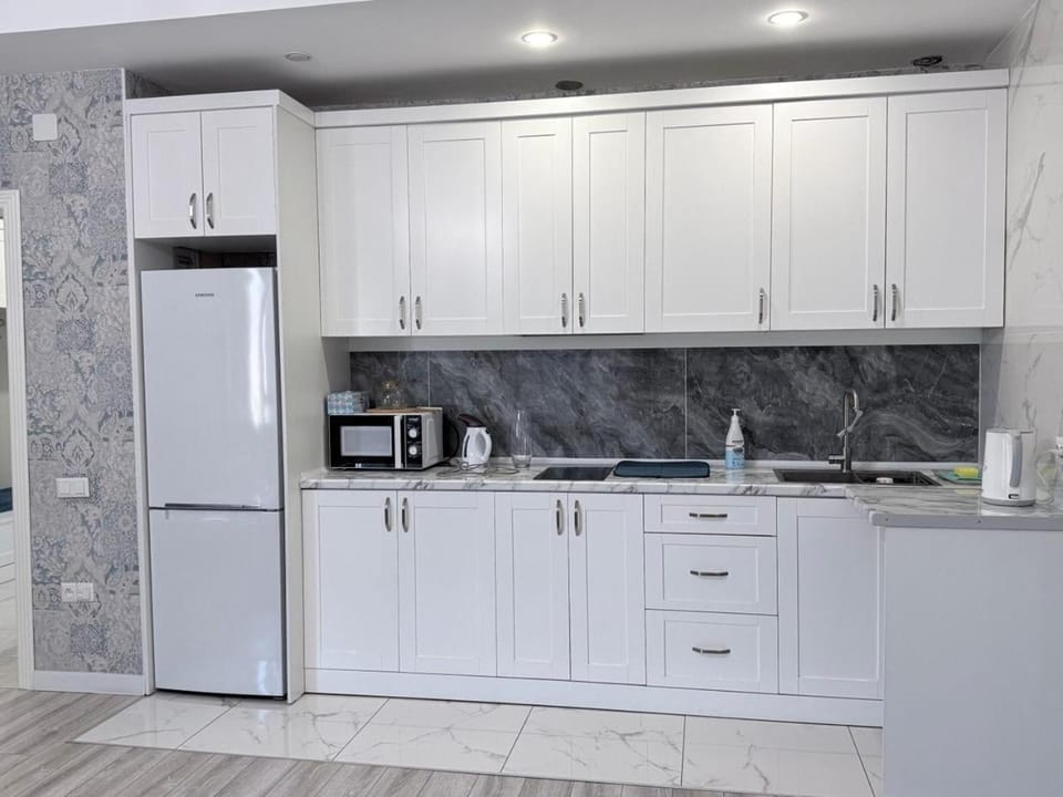 Kitchen or kitchenette, stove