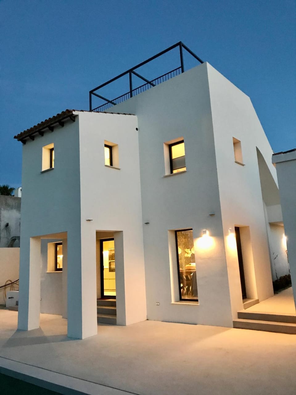 Property building, Night, Swimming pool