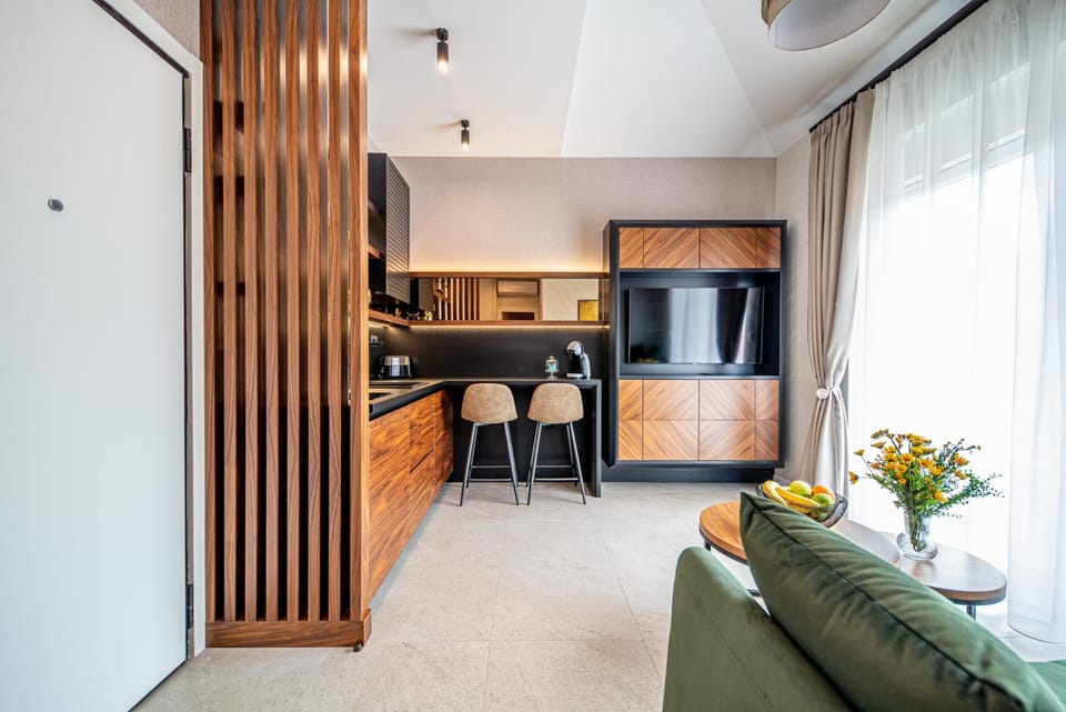 Kitchen or kitchenette, Living room, Dining area