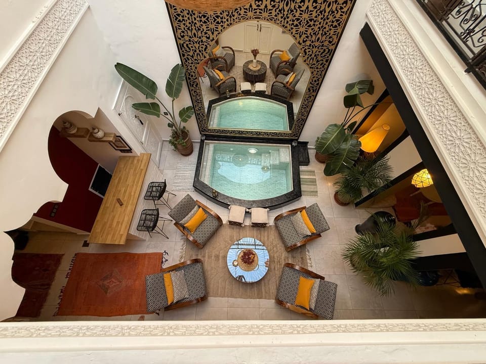 Living room, Pool view, Swimming pool