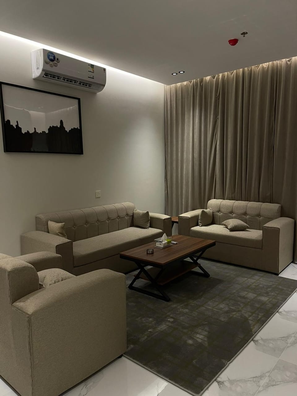 Living room, Seating area, air conditioner
