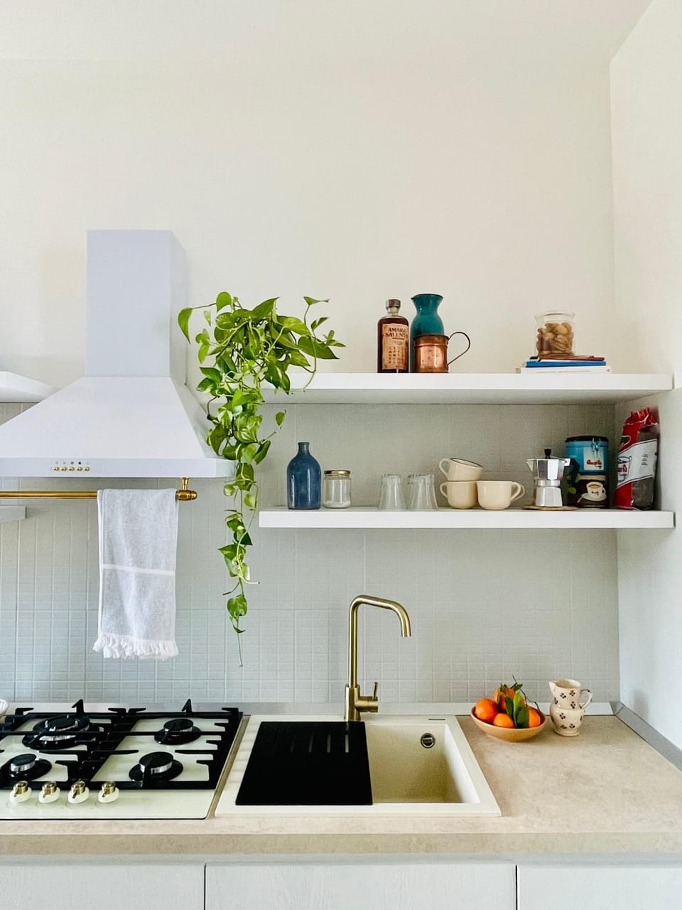 Kitchen or kitchenette, stove