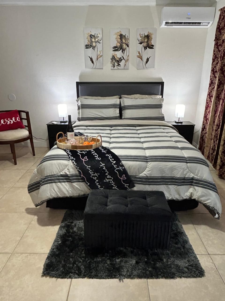 Bed, air conditioner
