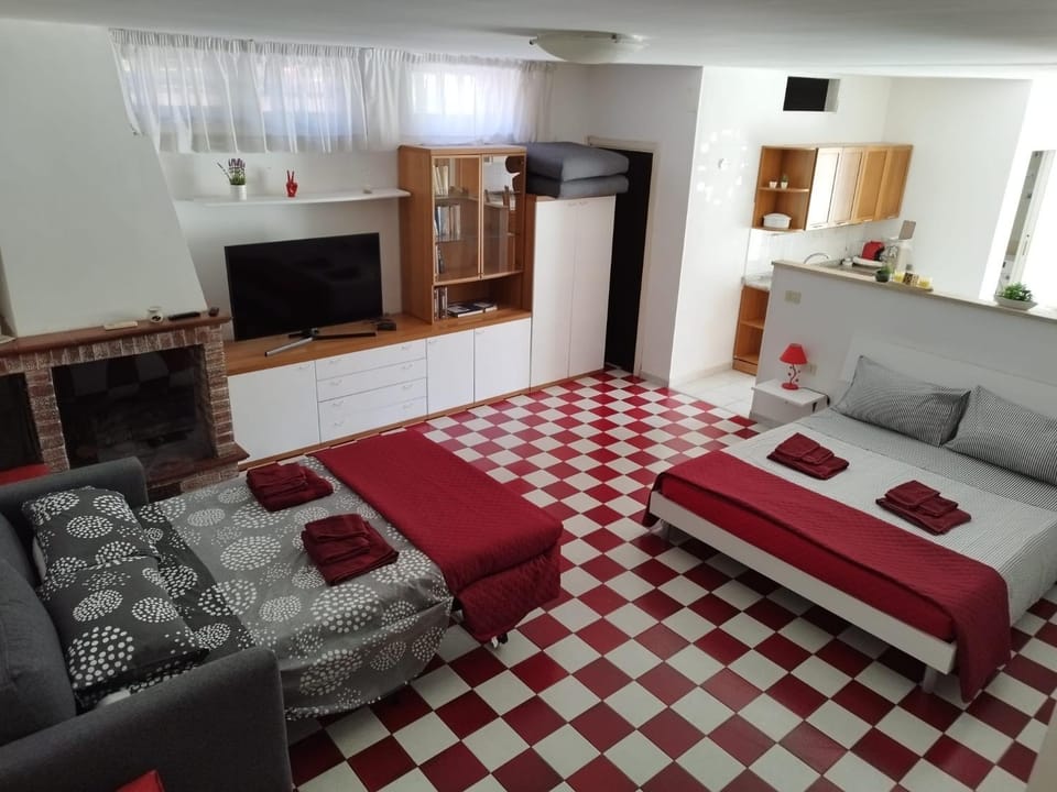 Bed, TV and multimedia, Kitchen or kitchenette, Living room, Photo of the whole room, Seating area, Dining area, Bedroom, pet friendly, stove