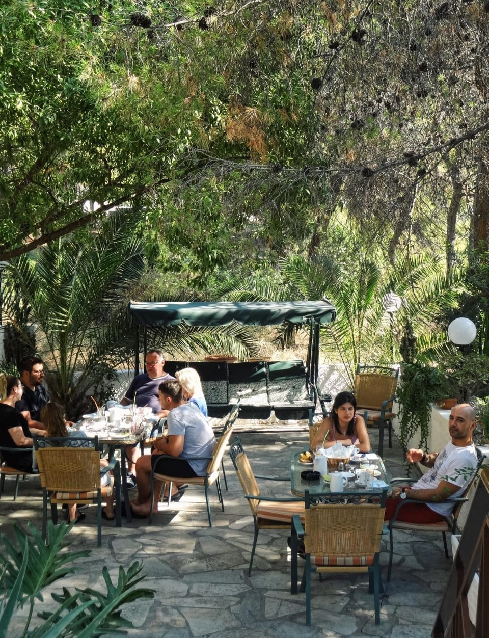 Garden view, group of guests
