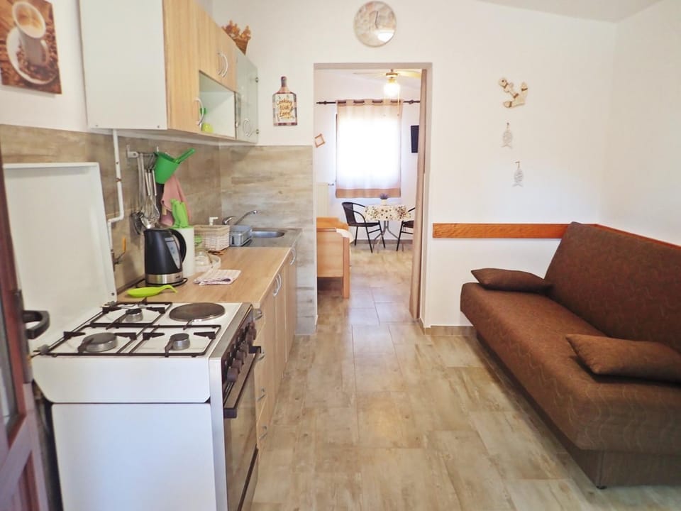 Kitchen or kitchenette, stove