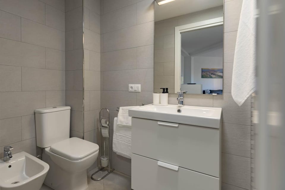 Shower, Toilet, bidet, towels