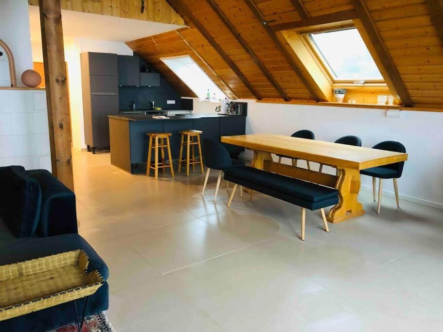 Kitchen or kitchenette, Living room, Dining area