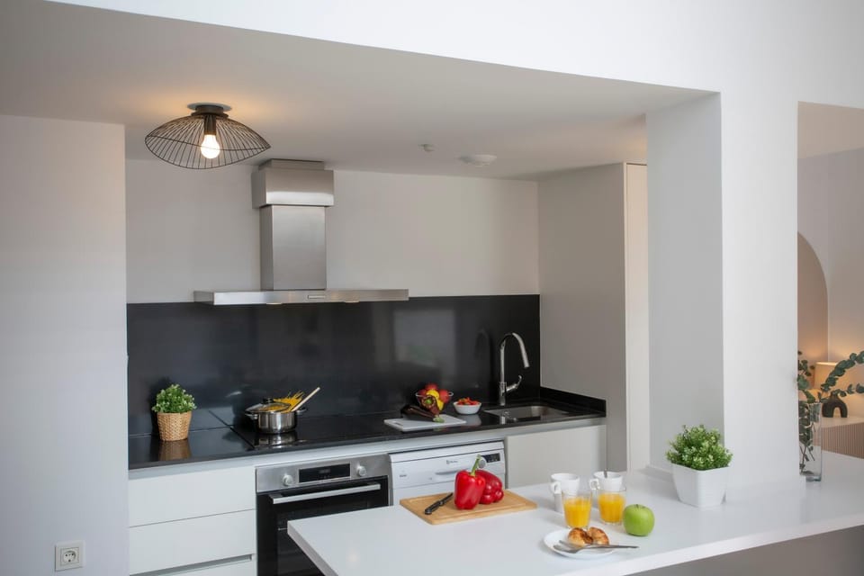 Kitchen or kitchenette, stove