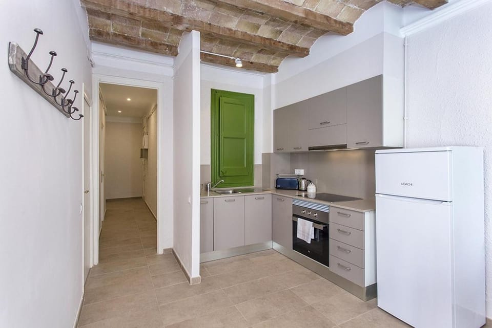 Kitchen or kitchenette, oven, stove, toaster